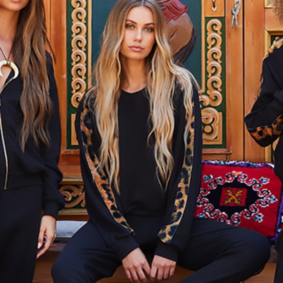 Aviator Nation Cheetah Stripe Crewneck Sweatshirt Size Small - Picture 9 of 9